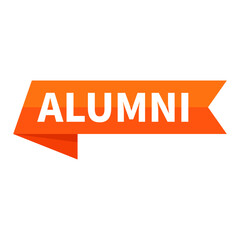 Alumni Text In Orange Ribbon Rectangle Shape For Information Announcement Promotion Business Marketing Social Media
