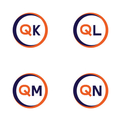 Fototapeta premium QK,QL,QM,QN Letter Logo Bundle Monogram set . icon, letter, vector, technology, business, art, symbol, set design .