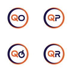 QO,QP Letter Logo Bundle Monogram set . icon, letter, vector, technology, business, art, symbol, set design .