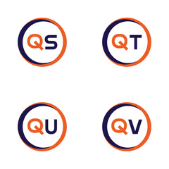 Fototapeta premium QS,QT,QU,QV Letter Logo Bundle Monogram set . icon, letter, vector, technology, business, art, symbol, set design .