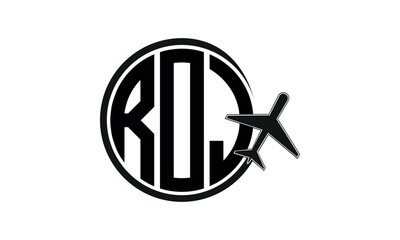 ROJ three initial letter circle tour & travel agency logo design vector template. hajj Umrah agency, abstract, wordmark, business, monogram, minimalist, brand, company, flat, tourism agency, tourist - obrazy, fototapety, plakaty