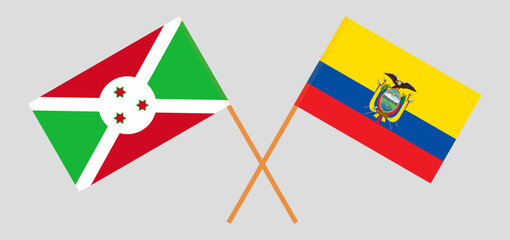 Crossed flags of Burundi and Ecuador. Official colors. Correct proportion