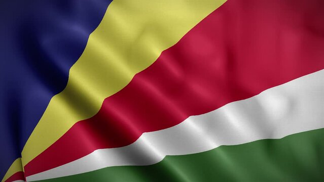 Seychelles waving flag, Flag of Seychelles Animation, Seychellois Flag Closeup, 4k Seychellois Flag Waving Animation