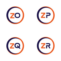 ZO,ZP,ZQ,ZR Letter Logo Bundle Monogram set . icon, letter, vector, technology, business, art, symbol, set design .