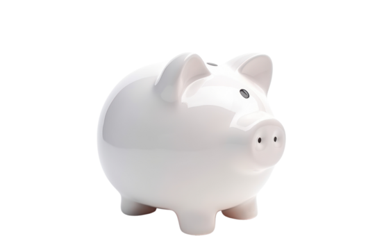 ceramic piggy bank Keep your money in cash currency. Analyst or investor with financial graph, profit, business, effect on inflation, interest, isolated on white transparent background.