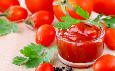 tomato sauce ketchup in a bowl on the table