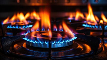 Gas stove flames. Generative AI
