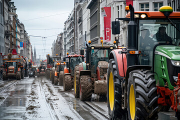 Striking tractor drivers block city streets and create traffic jams