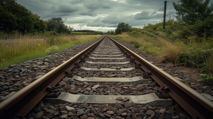 Obraz premium Railway track landscape. Generative AI