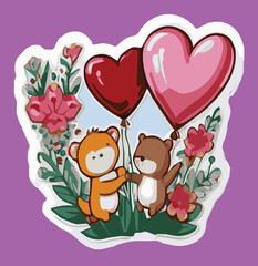 Obraz na płótnie Canvas The Happy Valentine's Day typography vector illustration is a romantic sticker design for celebrating Valentine's Day on February 14. Generative AI 
