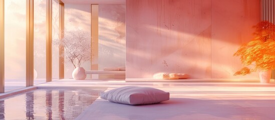 Pastel shades and gentle sunlight enhance artistic architectural designs.
