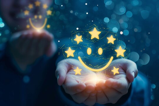 Optimistic icon glow colorful supporting euphoric face emoji community care. Yellow expressions solicitude, positive gripping star ratings happiness smiles. Happy Smiley smiling face asterisk on hand.