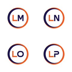 LM,LN,LO,LP  Letter Logo Bundle Monogram set . icon, letter, vector, technology, business, art, symbol, set design .