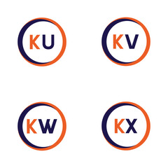 KU,KV,KW,KX  Letter Logo Bundle Monogram set . icon, letter, vector, technology, business, art, symbol, set design .