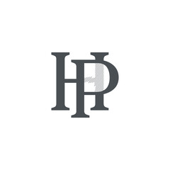 HP Letter Press with Transparent Lens Logo Design Vector