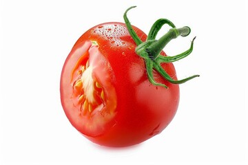 Tomato isolated on white background. With clipping path. Full depth of field. Focus stacking, Generative AI
