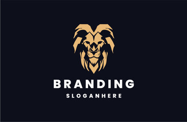 lion vector logo design isolated on black background