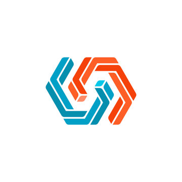 Infinity Impossible Hexagon Industrial Logo Design Vector