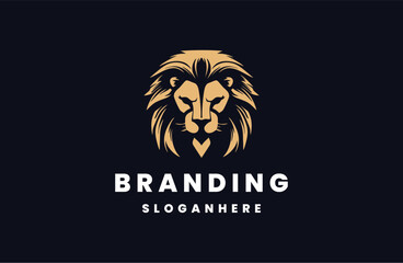 lion vector logo design isolated on black background