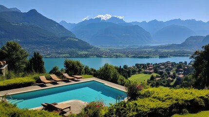 View from the magnificent estate of the stretching mountain range
