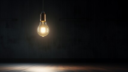 A single lightbulb illuminating a dark room, symbolizing the issue of energy poverty
