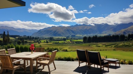 View from the magnificent estate of the stretching mountain range
