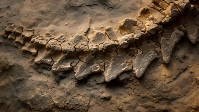 A fossilized imprint of a dinosaurs skin revealing intricate patterns and textures that offer clues about its appearance and evolution.