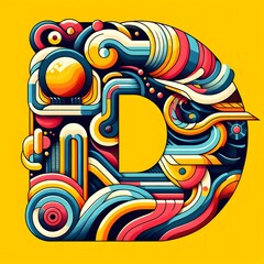 D typography, D logo vector ai illustration
