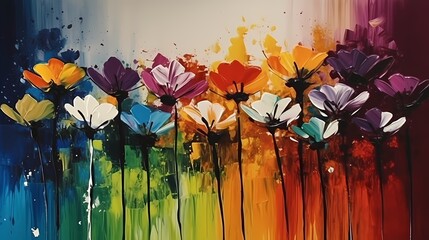Flower abstract paint on canvas style, artwork for wallpaper, decoration and wall art