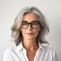 Fototapeta premium A focused portrait showcasing the confidence and resilience of a woman in her middle years