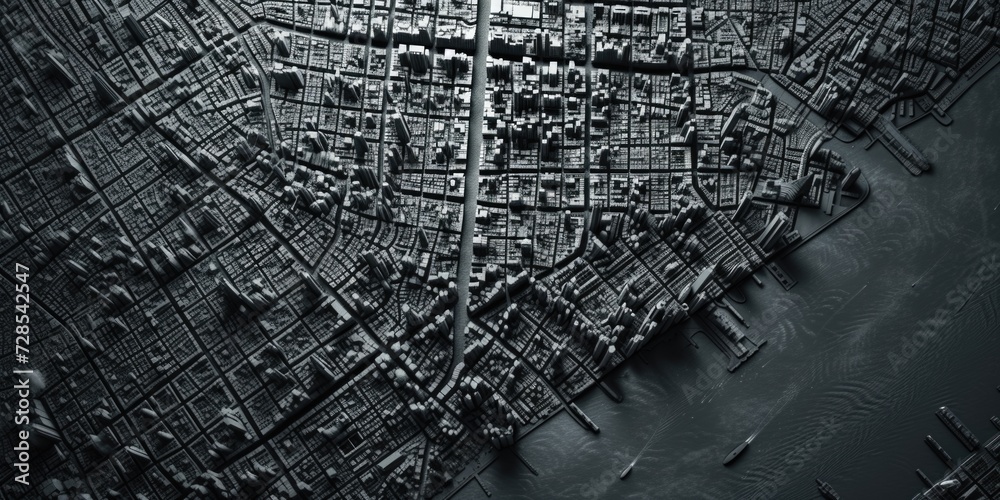 Poster a black and white photo capturing the essence of a city. this versatile image can be used in various