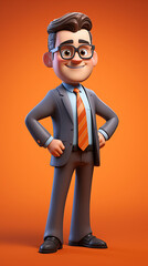 Visionary 3D Character Businessman Reveling in Success, Radiating Confidence
