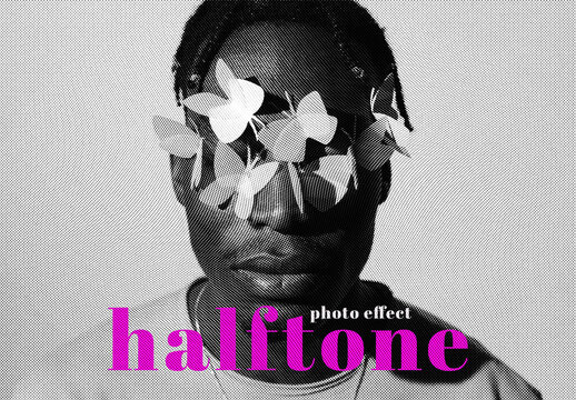 Halftone Photo Effect. Distressed Grunge Design Template