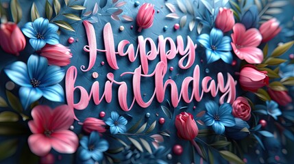 text happy birthday on abstract color background