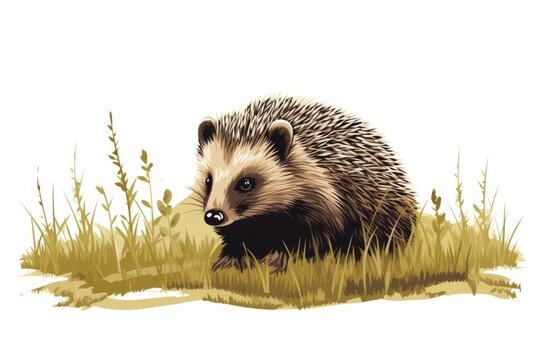 A hedgehog is walking through the grass. This image can be used to depict nature, wildlife, or small animals in their natural habitat