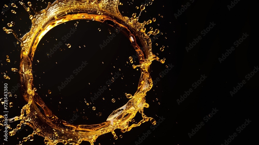 Poster a ring made of water against a black background. ideal for use in water-themed designs or as a uniqu