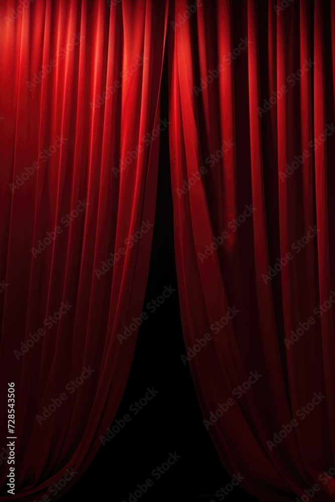 Poster a vibrant red curtain stands out against a dramatic black background. perfect for adding a touch of 