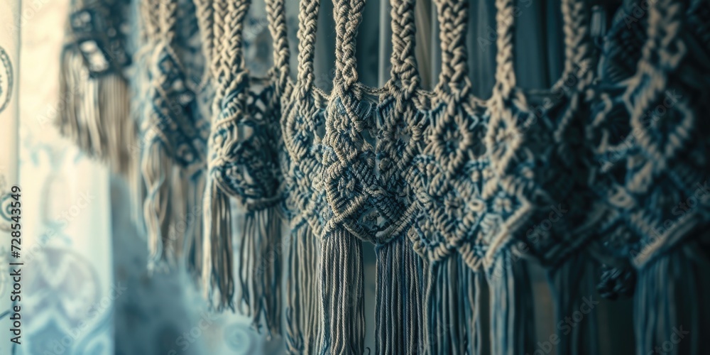 Leinwandbilder Close up of a curtain with a clock in the background. Perfect for adding a touch of elegance to any room.