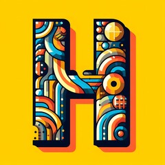 H typography, H logo vector ai illustration