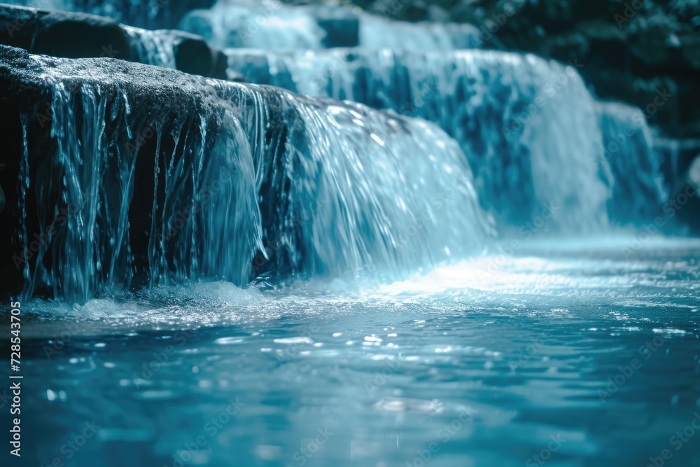 Poster close-up view of a waterfall in a body of water. perfect for nature enthusiasts and travel-related p