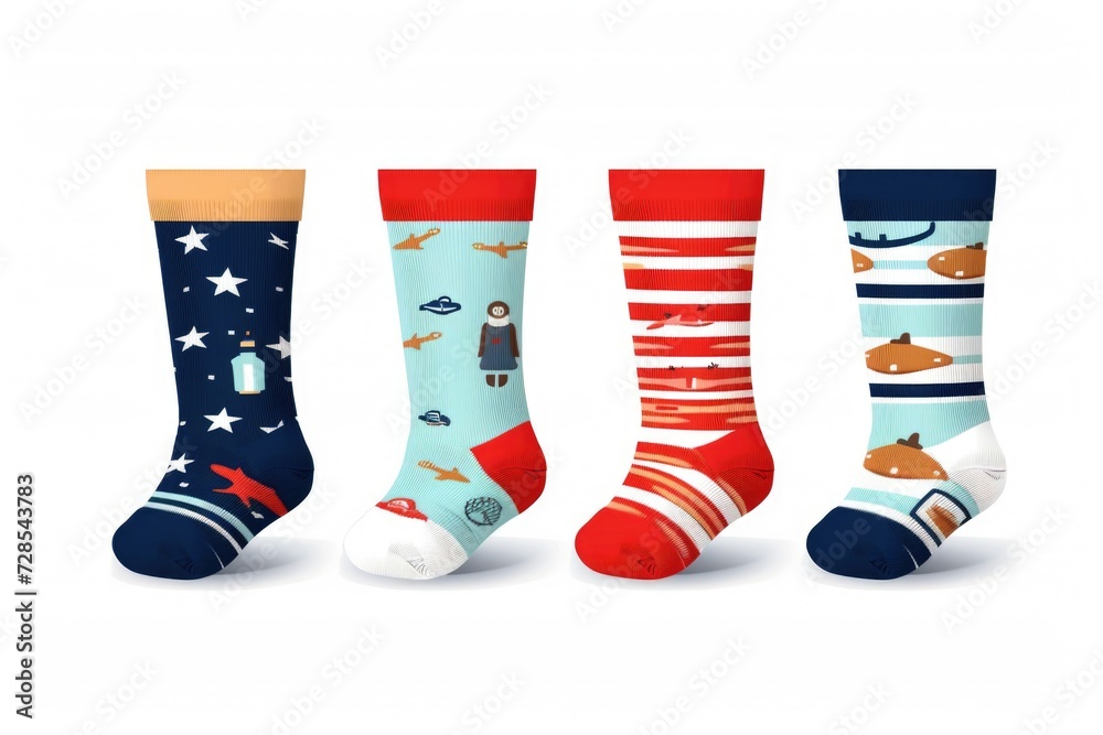 Poster Various designs on three pairs of socks. Versatile for different occasions and styles