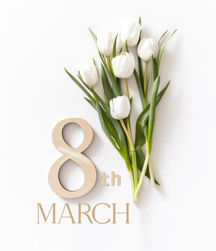 A high-quality image with the text '8th March' elegantly displayed on a white background