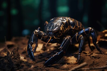 A detailed view of a crab found on the ground. Suitable for various uses