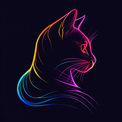 Graceful cat logo: sleek lines & subtle gradients merge in a vector masterpiece, embodying modern elegance with a touch of feline charm.