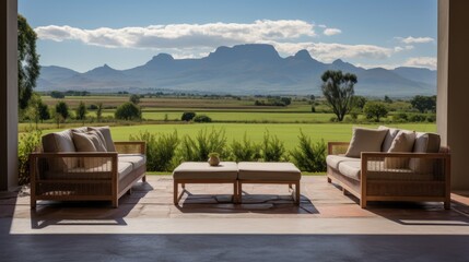View from the magnificent estate of the stretching mountain range