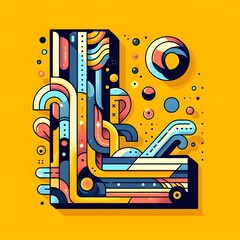 L typography, L logo ai vector illustration