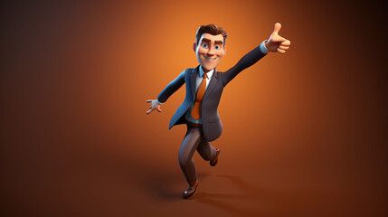 Fototapeta na wymiar 3D Character of Successful Businessman, Brimming with Confidence and Happiness