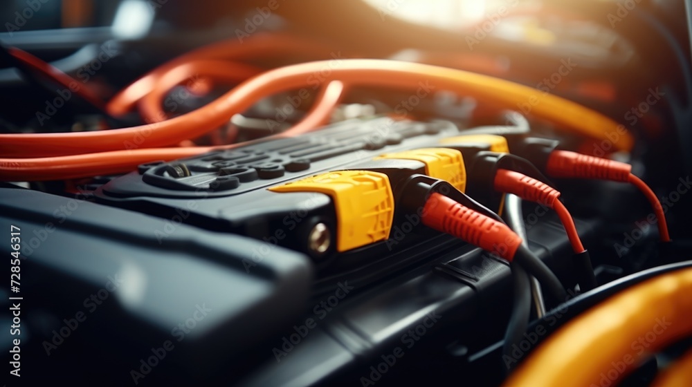 Aufkleber a detailed view of a car battery with cables. suitable for automotive-related projects and articles