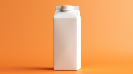 A carton of milk placed on a vibrant orange background. Suitable for use in food and beverage related designs