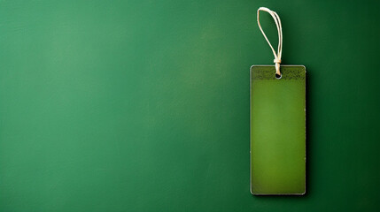 A blank bookmark on green paper background
